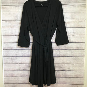 Black Torrid Wrap Tie Dress with 3/4 Sleeves